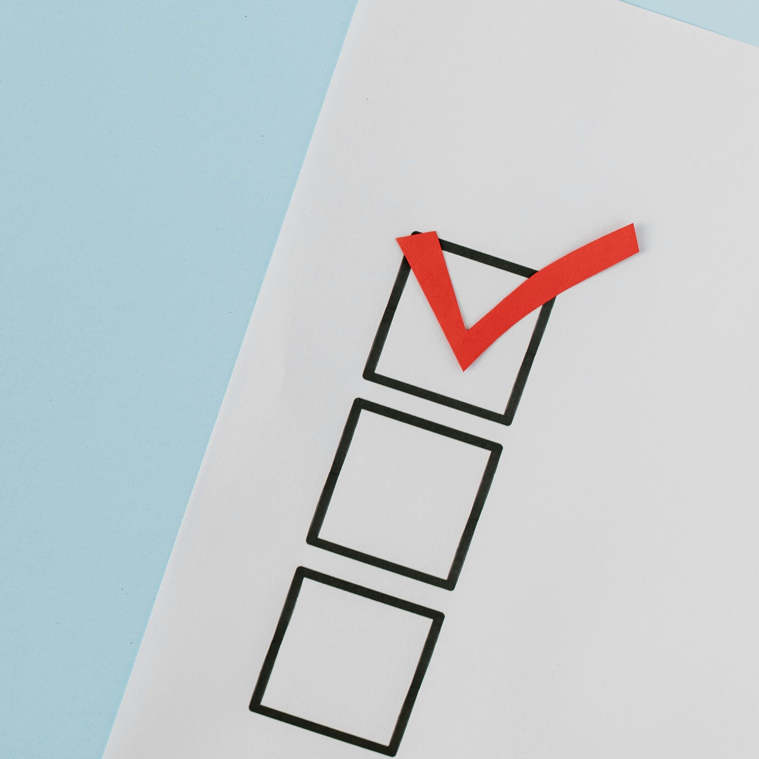 Red Check Mark on Box in Close Up View